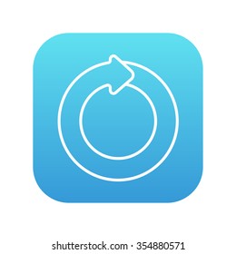 Circular arrow line icon for web, mobile and infographics. Vector white icon on the blue gradient square with rounded corners isolated on white background.