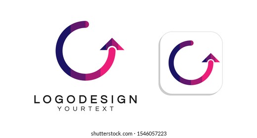 circular arrow logo design. icon app smartphone color full