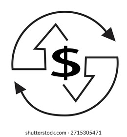 Circular arrow money flow chart design on illustration
