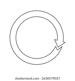 Ícone Vetor Preto com Contorno em Seta Circular Isolado no Branco