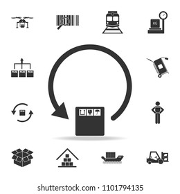 circular arrow and packing box icon. Detailed set of logistic icons. Premium graphic design. One of the collection icons for websites, web design, mobile app on white background