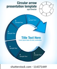 Circular Arrow Pictogram Flow Chart Presentation Template With Six Individual Partitions For Text