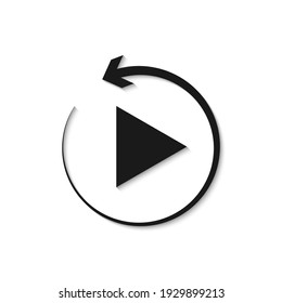 Circular arrow with play button. Video loading icon concept isolated on white background. Vector illustration