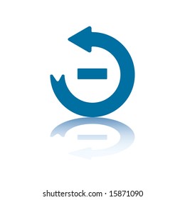 Circular Arrow Pointing Left With Minus Sign in its Center and Reflection on Bottom Plane