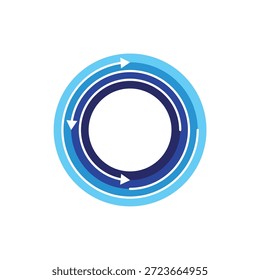 Circular Arrow Ring Design With Rings And Loop Motif In Blue Tones.