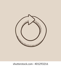 Circular arrow sketch icon.