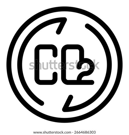 Circular arrow surrounding co2 symbol representing carbon capture and storage