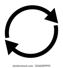 Circular arrow symbol features radiating arrows, representing movement and dynamic energy. Its minimalist design suits modern decor or branding, conveying direction and purpose.
