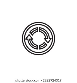 Circular Arrow Symbol Showing Continuous Rotation Process Design