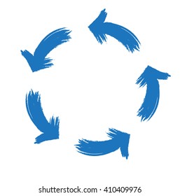 Circular Arrow Vector Line. Grunge Painted Brush strokes.