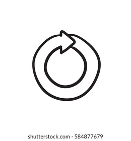 Circular arrow vector sketch icon isolated on background. Hand drawn Circular arrow icon. Circular arrow sketch icon for infographic, website or app.