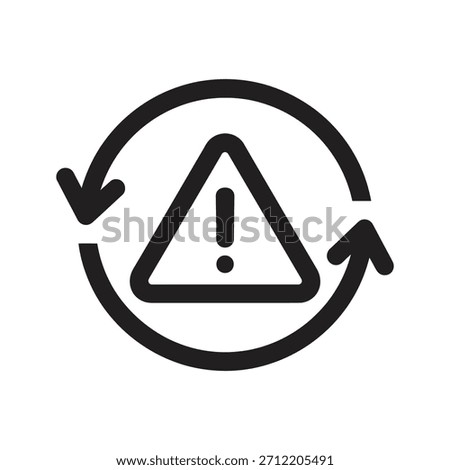 Circular arrow with warning sign icon design concept representing update error process failure warning alert attention problem solution