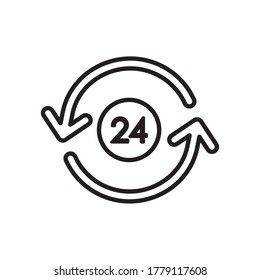 flechas circulares alrededor de 24 símbolos de servicio sobre fondo blanco, estilo de línea, ilustración vectorial