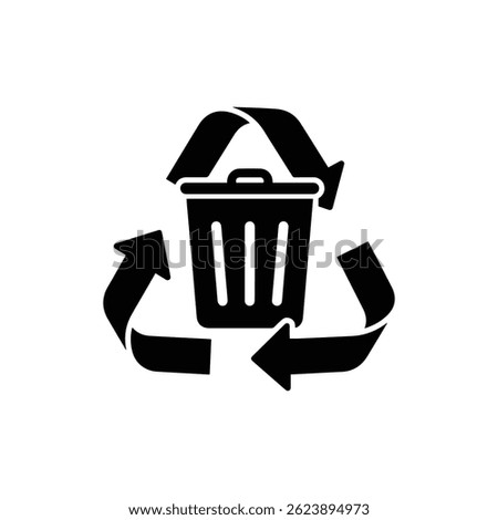 Circular Arrows Around a Trash Can Indicating Recycling Loop Icon