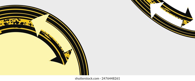The circular Arrows banner. circular arrow, suggesting themes of revisiting or refreshing ideas in design and innovation.