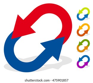 Circular arrows for change, reset, swap, turn, exchange concepts