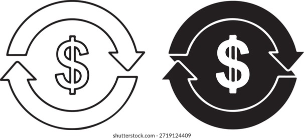 Flechas circulares con símbolo de dólar símbolo de moneda de signo de dólar