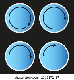 Circular arrows, and full circles. Blue arrow signs. Vector illustration. stock image.