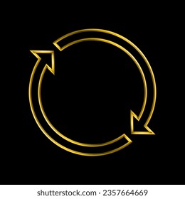 Circular arrows in golden metallic thin lines
