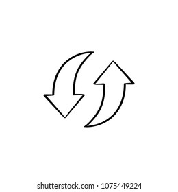 Icono de doodle dibujado a mano con flechas circulares. Reciclar el concepto de proceso y ciclo de entorno. Dibujo vectorial de flechas para impresión, web, móviles e infografías aisladas en fondo blanco.