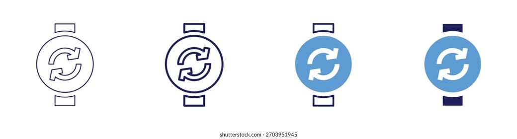Circular arrows icon in 4 different styles. Thin Line, Line, Bold Line, Duotone. Duotone style. Editable stroke.