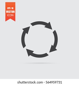 Circular arrows icon in flat style isolated on grey background. For your design, logo. Vector illustration.