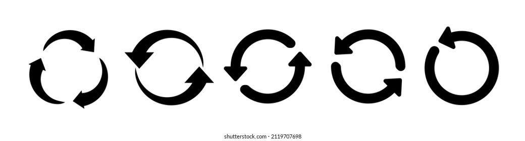 Circular arrows icon. A set of arrows arranged in a circle. Update, Reboot, Refresh, Reload icon. Vector clipart.