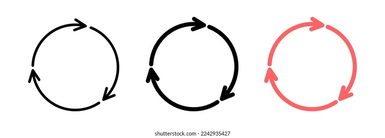 Circular arrows icon. A set of arrows arranged in a circle. Update, Reboot, Refresh, Reload icon. Vector clipart.