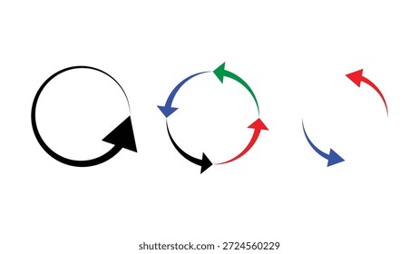 Circular Arrows Icons Set Keywords: arrow, cycle, circular, refresh, repeat, loop, rotation