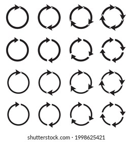 Circular arrows, icons set. Recycle, refresh. Reload or repeat, icons.