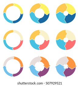 Circular Arrows For Infographics With 4 Steps, Parts, Sections. Vector Templates.