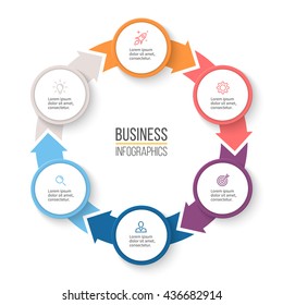 Circular Arrows For Infographics. Chart, Graph, Diagram With 6 Steps, Options, Parts. Vector Business Template.