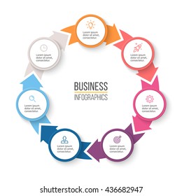 Circular Arrows For Infographics. Chart, Graph, Diagram With 7 Steps, Options, Parts. Vector Business Template.