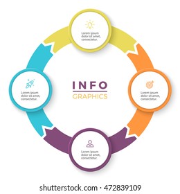 Circular arrows for infographics. Chart, graph, diagram with 4 steps, parts. Vector business template.