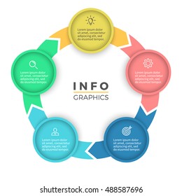 Circular arrows for infographics. Chart, graph, diagram with 5 steps, parts. Vector business template.