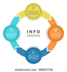 Circular arrows for infographics. Chart, graph, diagram with 4 steps, parts. Vector business template.