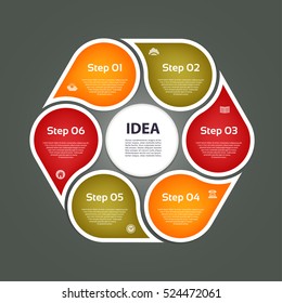 Circular arrows for infographics. Chart, graph, diagram with 6 steps, options, parts. Vector business template.