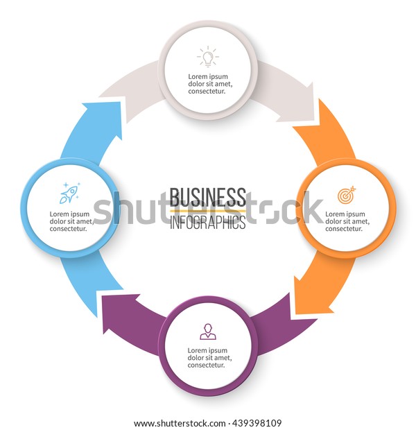 Circular arrows\
for infographics. Chart, graph, diagram with 4 steps, options,\
parts. Vector business\
template.