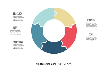 Circular arrows for infographics. Cycle chart, graph, diagram with 5 steps, options, parts. Vector circle.