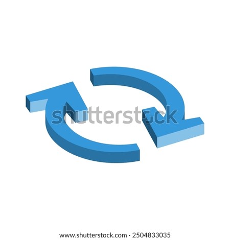 Circular arrows isometric icon. Object for mobile and apps. Interface and infographic. Vector illustration flat design. Web and print buttons.