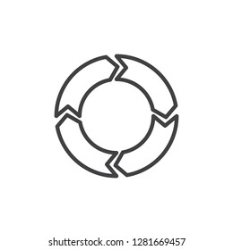 Circular arrows line icon. linear style sign for mobile concept and web design. Arrows circle outline vector icon. Symbol, logo illustration. Pixel perfect vector graphics