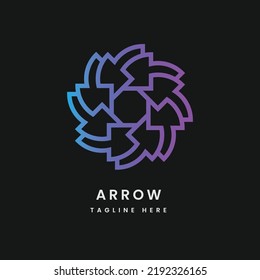 circular arrows line logo, minimalist modern business logo design template