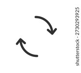 Circular arrows, linear icon. Refresh cycle and repeated process. Line with editable stroke.