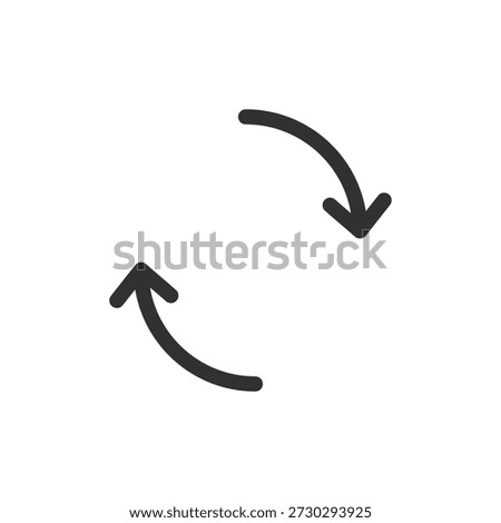 Circular arrows, linear icon. Refresh cycle and repeated process. Line with editable stroke.