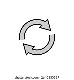 The circular arrows move one after the other in a circle. Two semicircular arrows rotate. Vector illustration.
