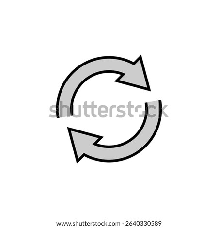 The circular arrows move one after the other in a circle. Two semicircular arrows rotate. Vector illustration.