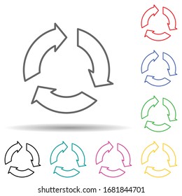Circular arrows multi color set icon. Simple thin line, outline vector of navigation icons for ui and ux, website or mobile application