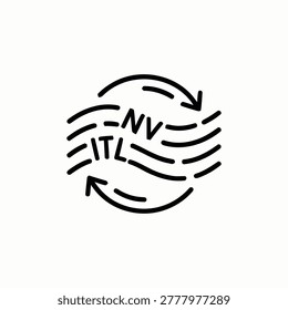 Circular arrows with nv and atl text in black vector style