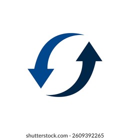 Circular arrows pointing in opposite directions, representing continuous flow, rotation, or synchronization. Perfect for business, recycling, or digital automation themes.