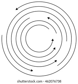 Setas circulares - círculos concêntricos aleatórios com setas para torção, rotação, centrífuga, conceitos de ciclo.